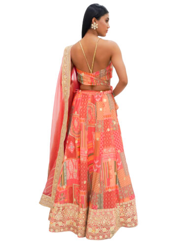 Peach Blossom Radiance: Girls Peach Lehenga Set