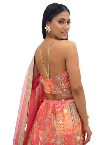 Peach Blossom Radiance: Girls Peach Lehenga Set