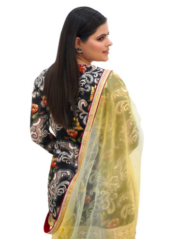 Midnight Elegance: Girls Black Sharara Suit Set