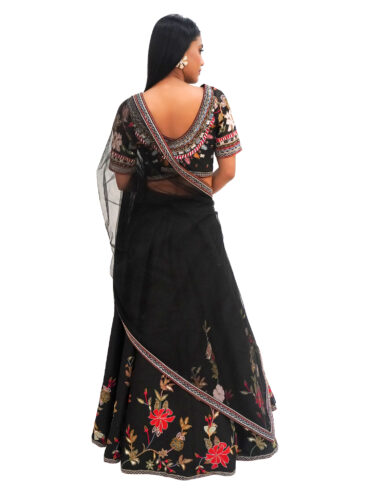 Black Velvet Dreams: Girls Black Lehenga Dress Set